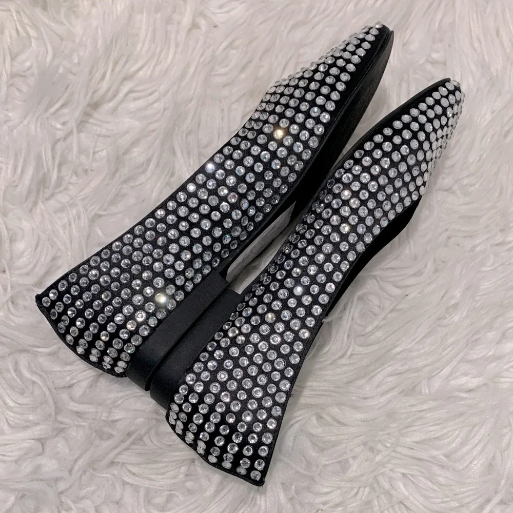 STEVE Madden Black Rhinestone Flats NEW